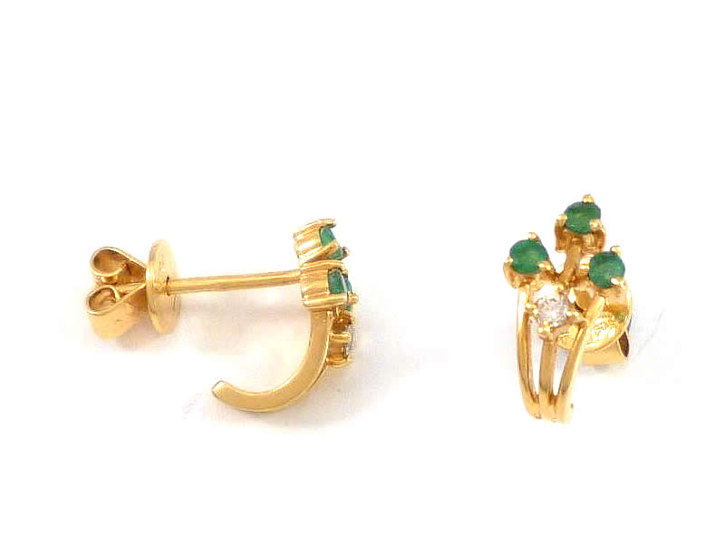 (13.1) 18CT GOLD, EMERALD AND DIAMOND FANCY EARSTUDS